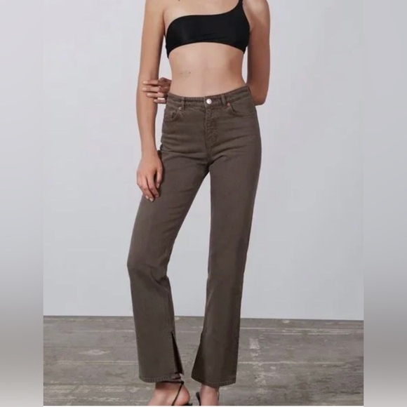ZARA Split Hem High Waisted Jeans NWT - Picture 3 of 10